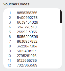 Copy & Paste the voucher codes